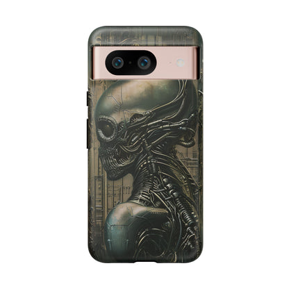 Biomechanical Android Phone Case – Futuristic Alien Horror H.R. Giger-Inspired Design for iPhone, Samsung Galaxy, and Google Pixel Devices