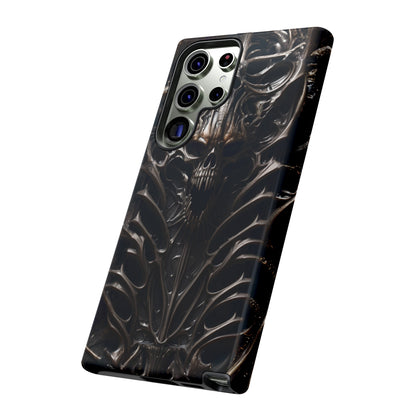 Biomechanical Horror 3 Tough Phone Case – Futuristic Alien Skull Design for iPhone, Samsung Galaxy, and Google Pixel Devices