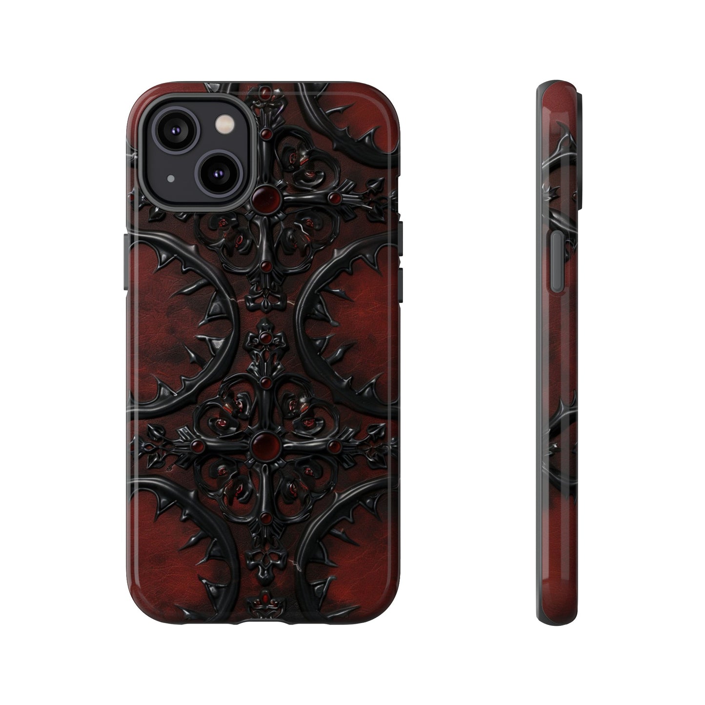 Vampiric Leather Phone Case for iPhone, Samsung Galaxy, and Google Pixel Devices - Gothic Ornate Design