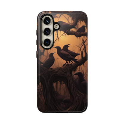 Ravens at Dusk Phone Case – Gothic Halloween Design with Edgar Allan Poe Inspired Crows for iPhone, Samsung Galaxy, and Google Pixel Devices