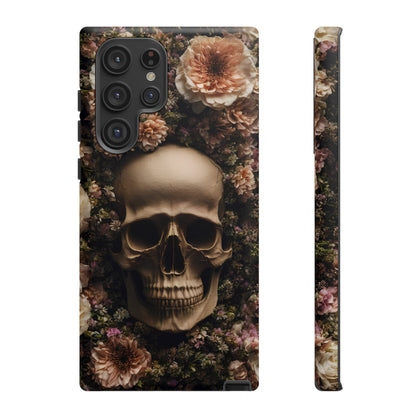 Skull and Flowers #2 Phone Case – Gothic Floral Design for iPhone, Samsung Galaxy, and Google Pixel Devices