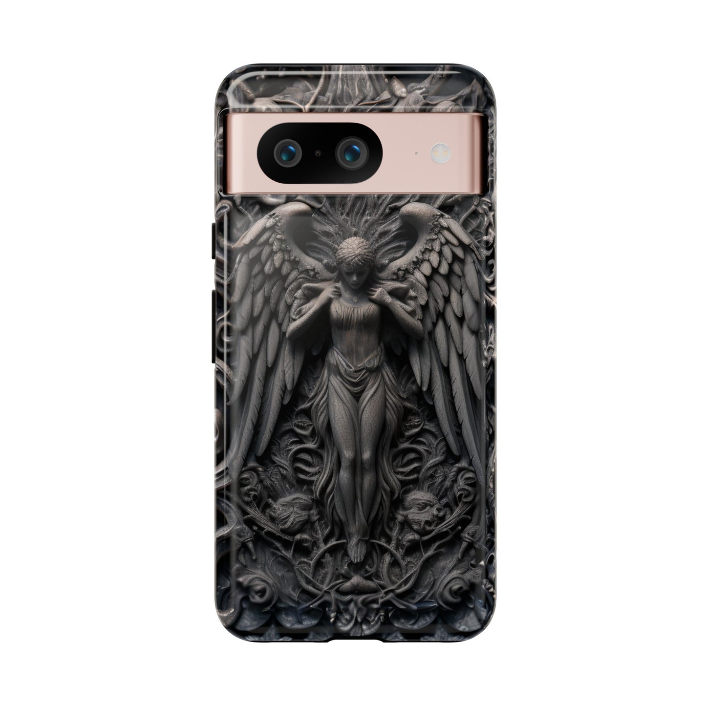 Grey Angel Phone Case – Gothic Marble Statue Design for iPhone, Samsung Galaxy, and Google Pixel Devices