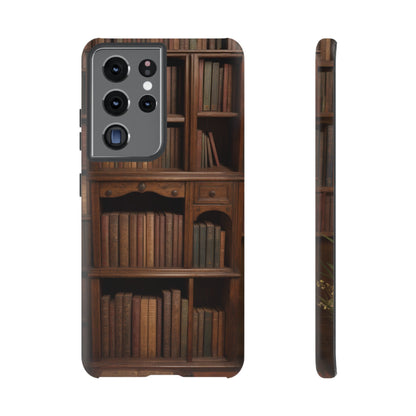 Book Shelf Phone Case – Vintage Library Design for iPhone, Samsung Galaxy, and Google Pixel Devices