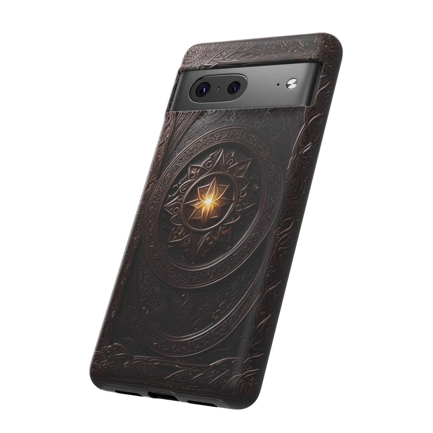 Intricate Leather Flower Tough Phone Case – Elegant Floral Design for iPhone, Samsung Galaxy, and Google Pixel Devices