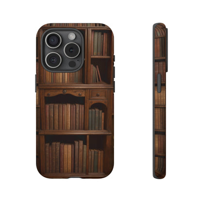 Book Shelf Phone Case – Vintage Library Design for iPhone, Samsung Galaxy, and Google Pixel Devices