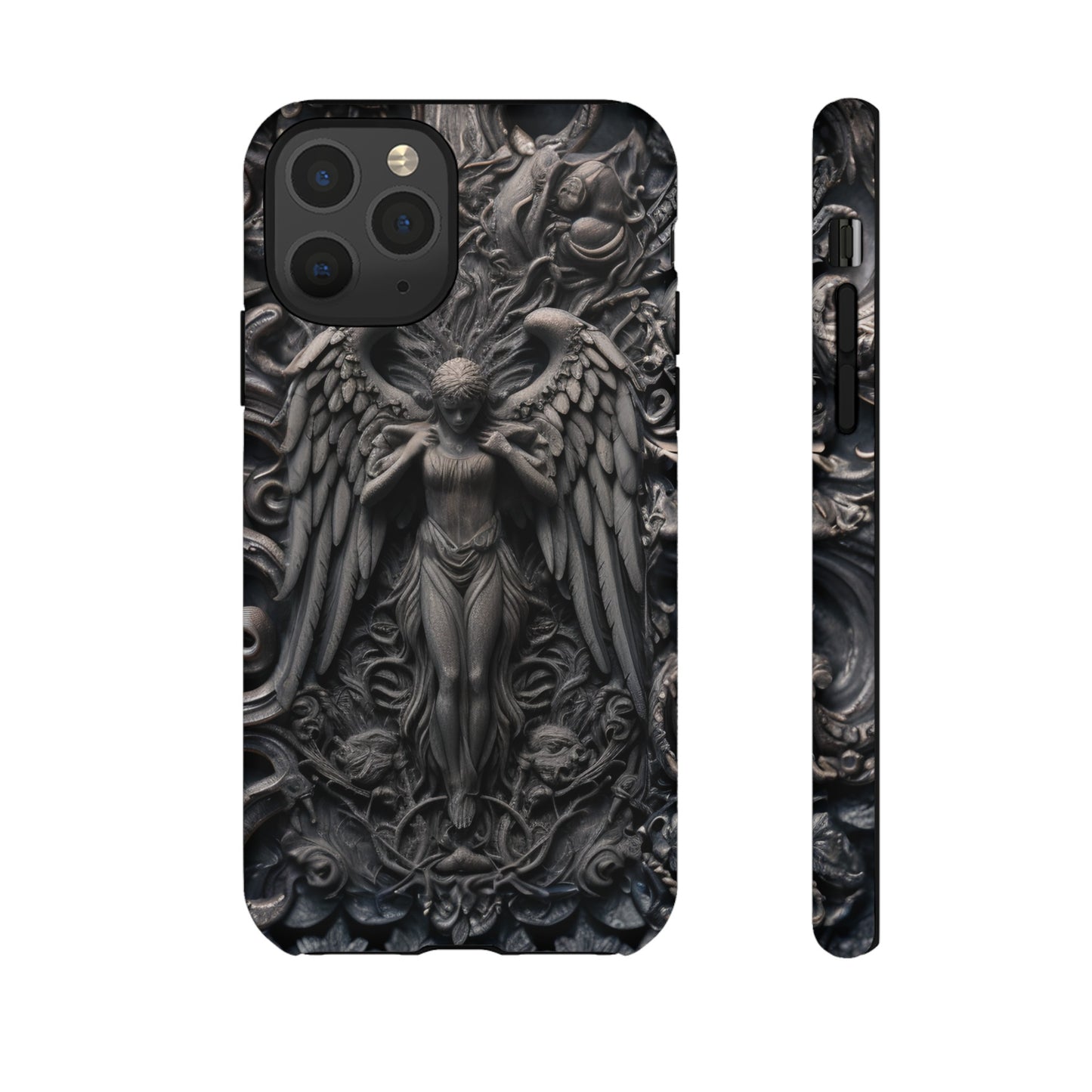 Grey Angel Phone Case – Gothic Marble Statue Design for iPhone, Samsung Galaxy, and Google Pixel Devices