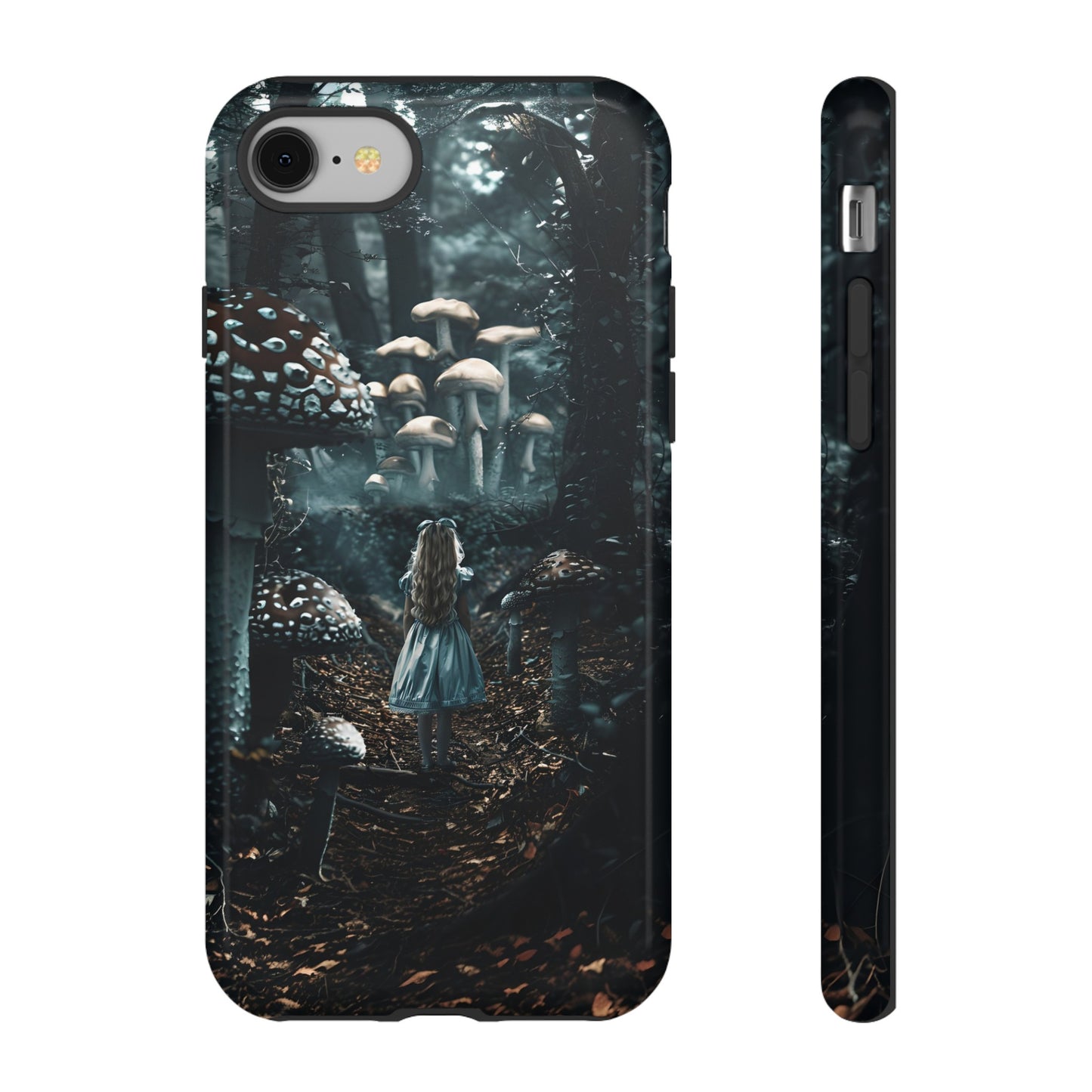 Alice in the Mushroom Forest Phone Case – Fantasy Wonderland Design for iPhone, Samsung Galaxy, and Google Pixel Devices