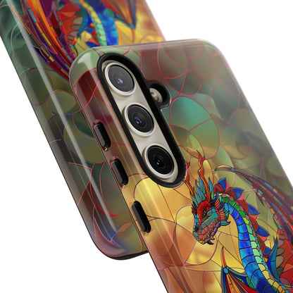 Stained Glass Dragon Phone Case - Colorful Fantasy Design for iPhone, Samsung Galaxy, Google Pixel Devices