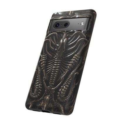 Biomechanical Nightmares Tough Phone Case – Alien Horror Design for iPhone and Samsung Galaxy Devices