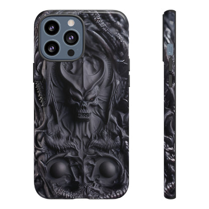 Black Demon Phone Case – Horned Hell Horror Design for iPhone, Samsung Galaxy, and Google Pixel Devices