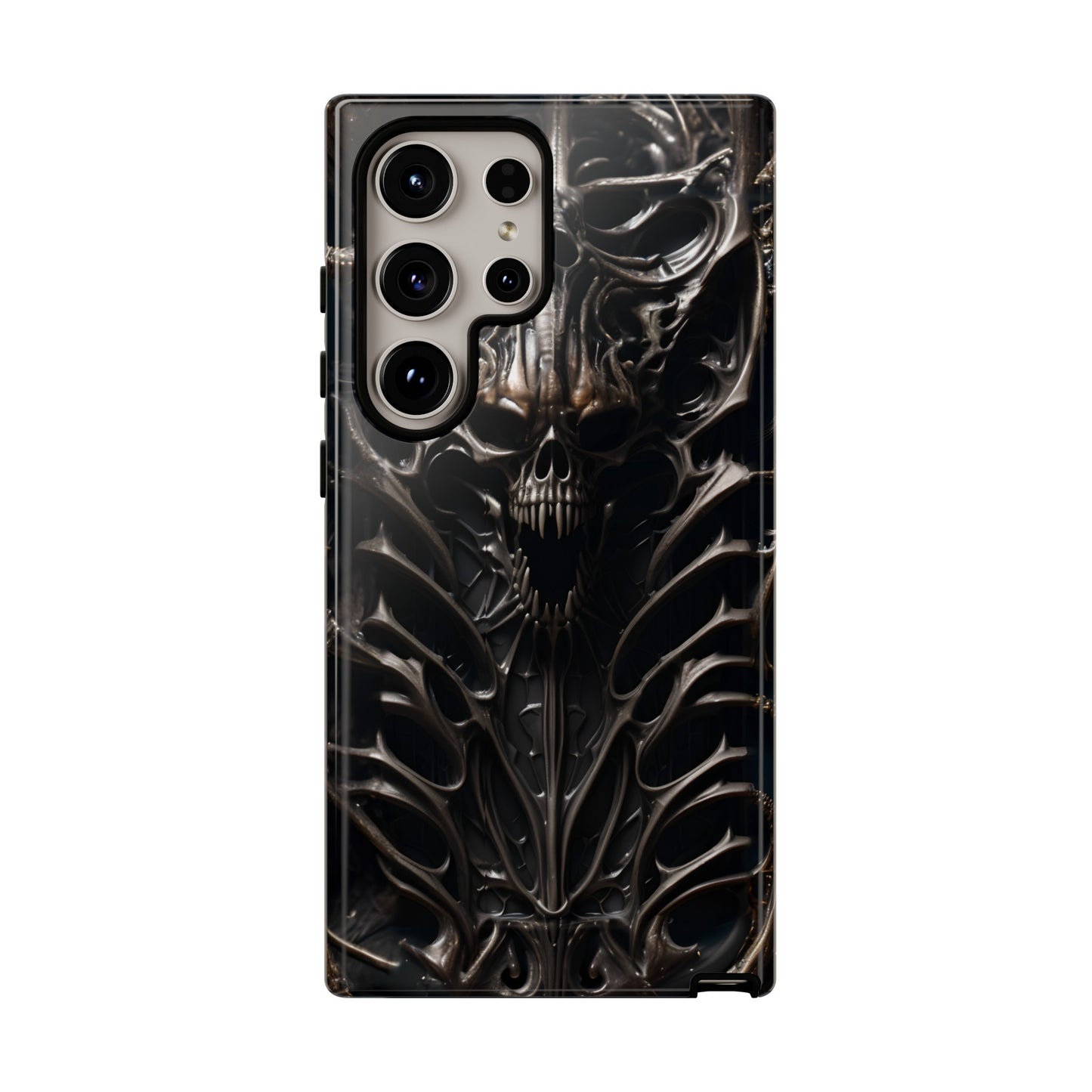 Biomechanical Horror 3 Tough Phone Case – Futuristic Alien Skull Design for iPhone, Samsung Galaxy, and Google Pixel Devices