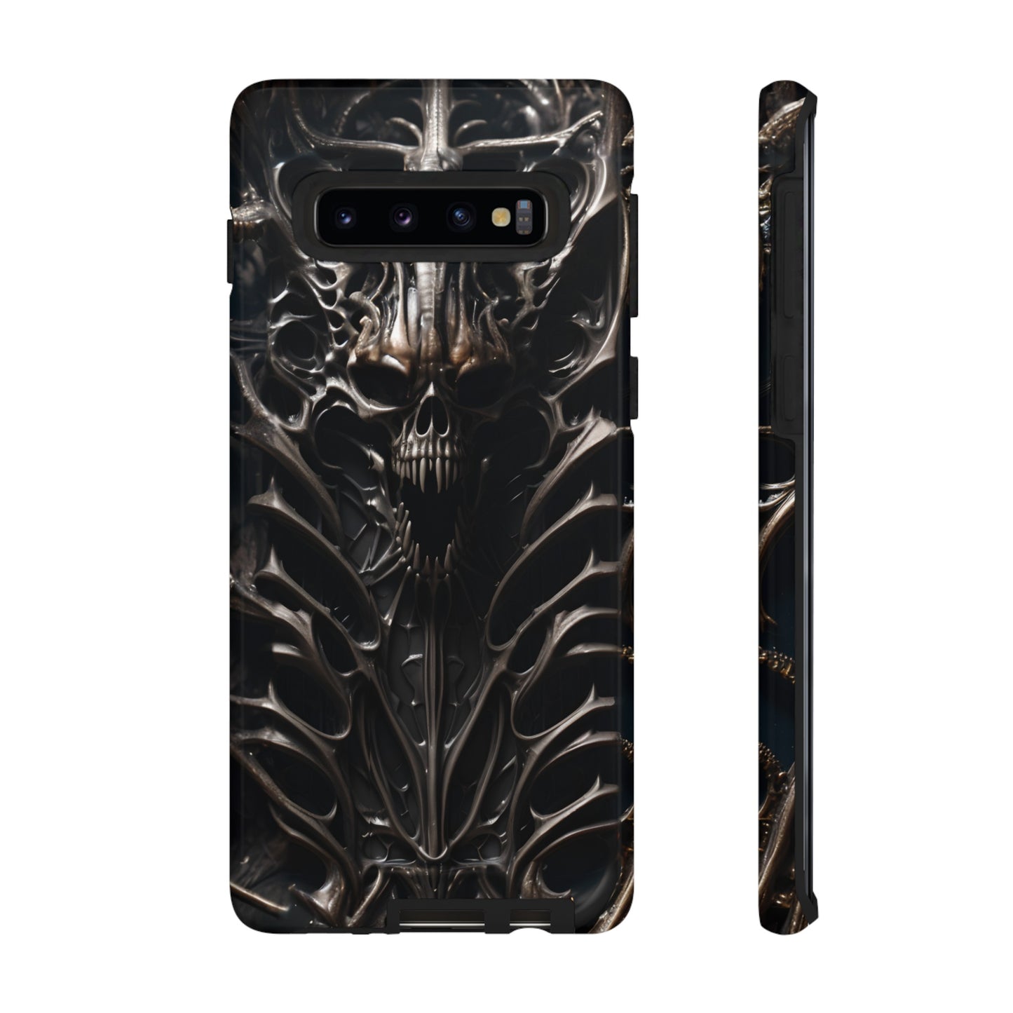 Biomechanical Horror 3 Tough Phone Case – Futuristic Alien Skull Design for iPhone, Samsung Galaxy, and Google Pixel Devices