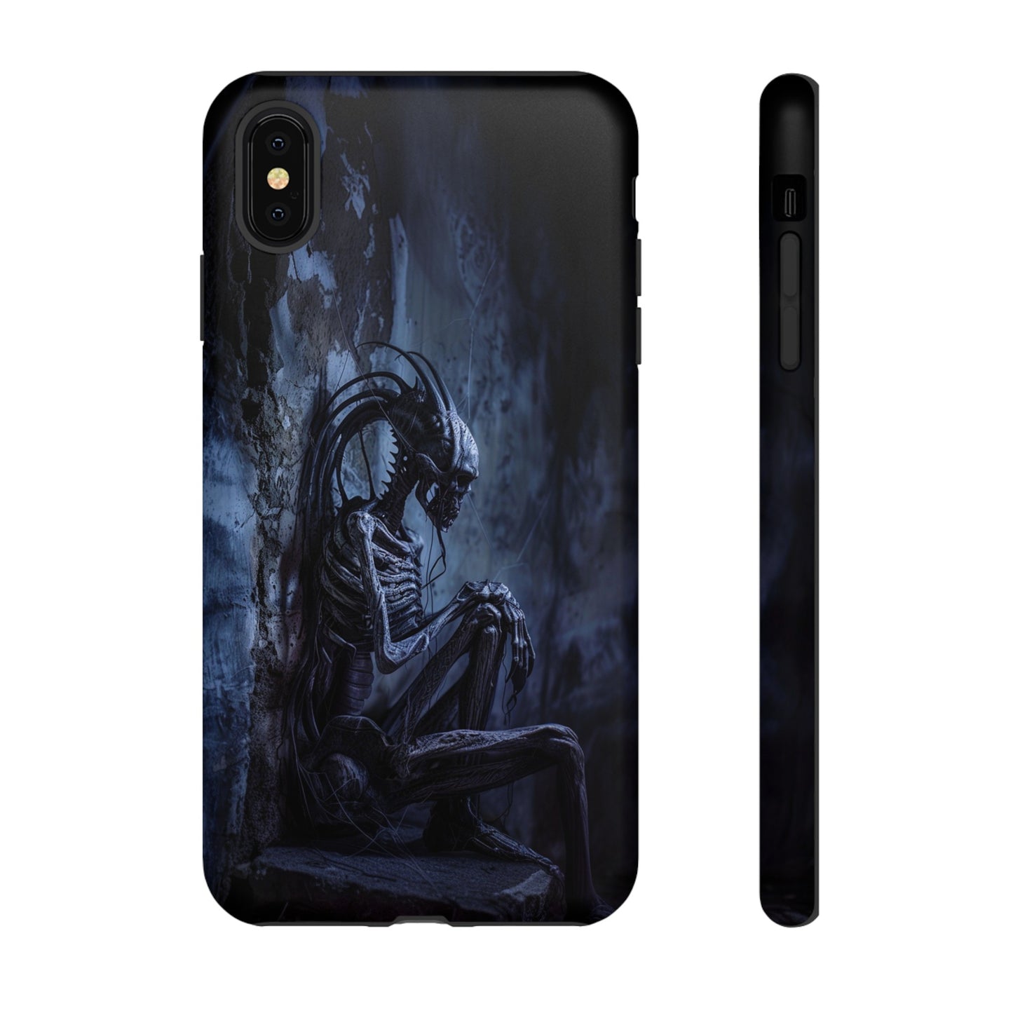 Gothic Alien Skeleton iPhone Case - Sci-Fi Horror Design