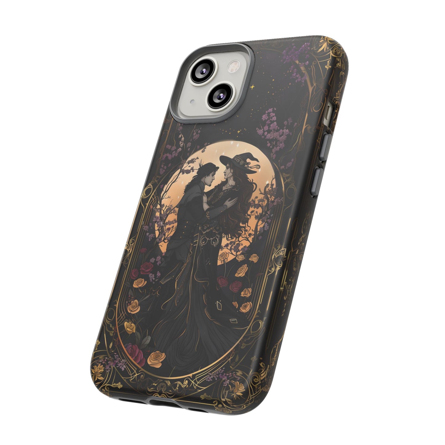 Gothic Romance Phone Case - Enchanted Witch and Lover Design for iPhone, Samsung Galaxy, and Google Pixel Devices