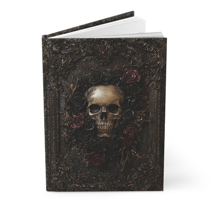 Vintage Skull and Roses Hardcover Journal - Gothic Dark Art Notebook for Writing & Sketching