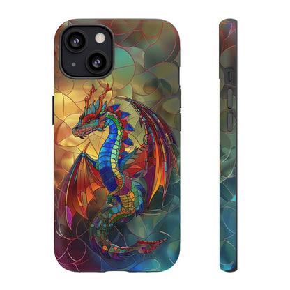 Stained Glass Dragon Phone Case - Colorful Fantasy Design for iPhone, Samsung Galaxy, Google Pixel Devices