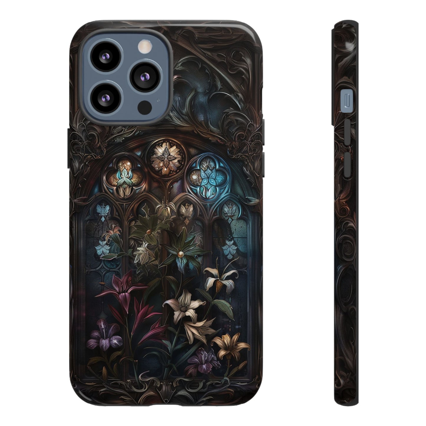 Elegant Gothic Flower Art Phone Case - Intricate Floral Design for iPhone, Samsung Galaxy, and Google Pixel Devices