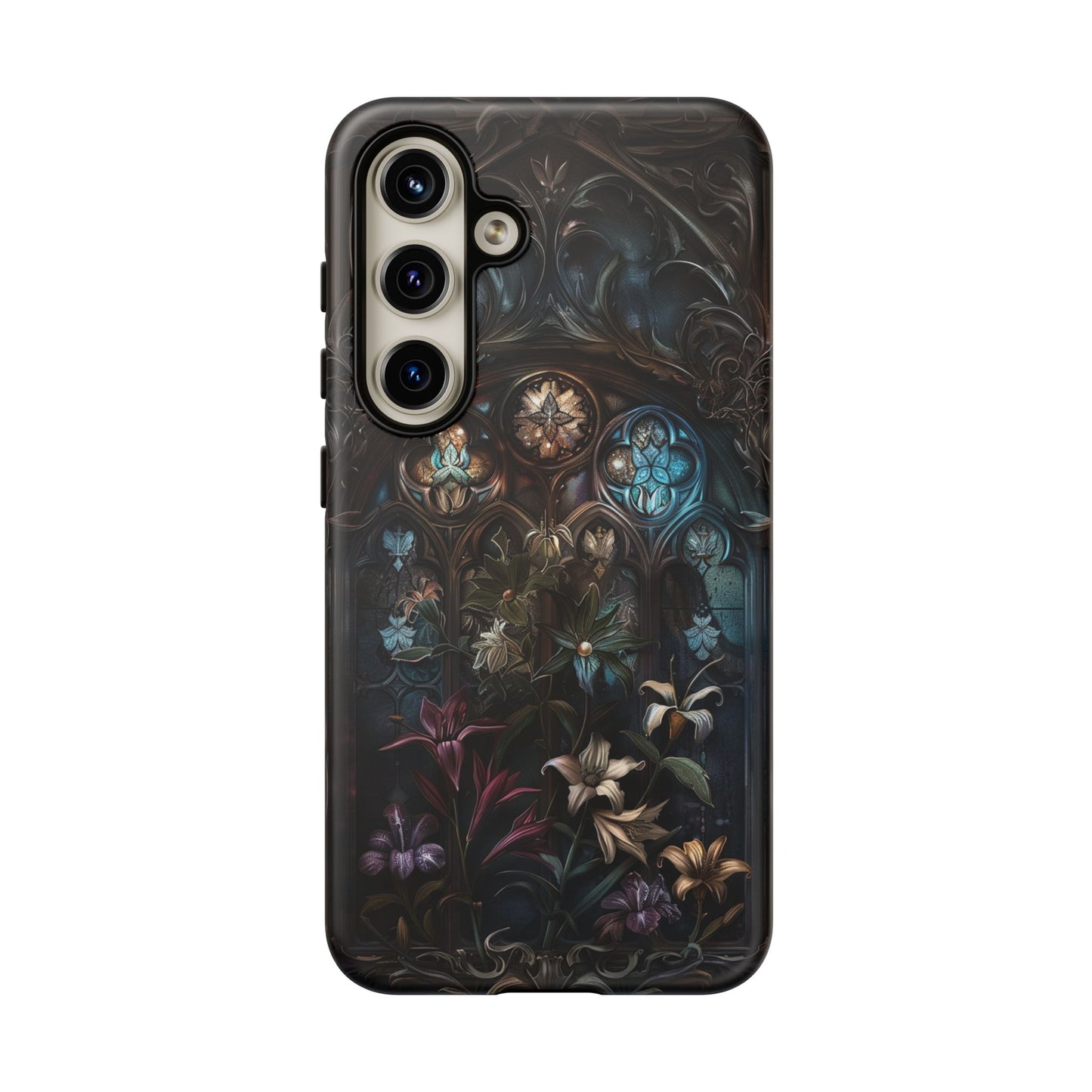 Elegant Gothic Flower Art Phone Case - Intricate Floral Design for iPhone, Samsung Galaxy, and Google Pixel Devices