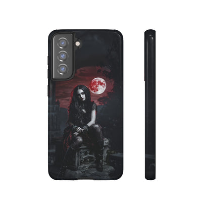 Gothic Vampire Girl Phone Case - Dark Fantasy Design with Blood Moon for iPhone,  Samsung Galaxy, and Google Pixel Devices