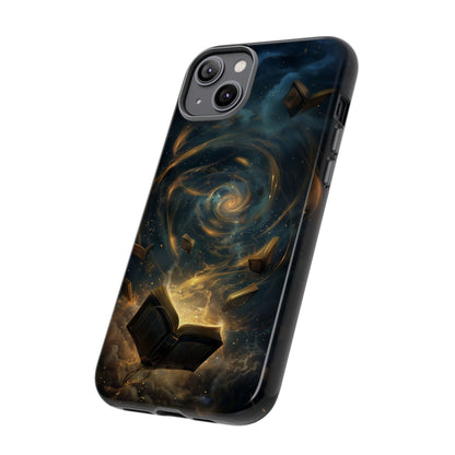 Magical Galaxy Swirling Books Phone Case - Celestial Book Lover's Gift for iPhone, Samsung Galaxy, and Google Pixel Devices