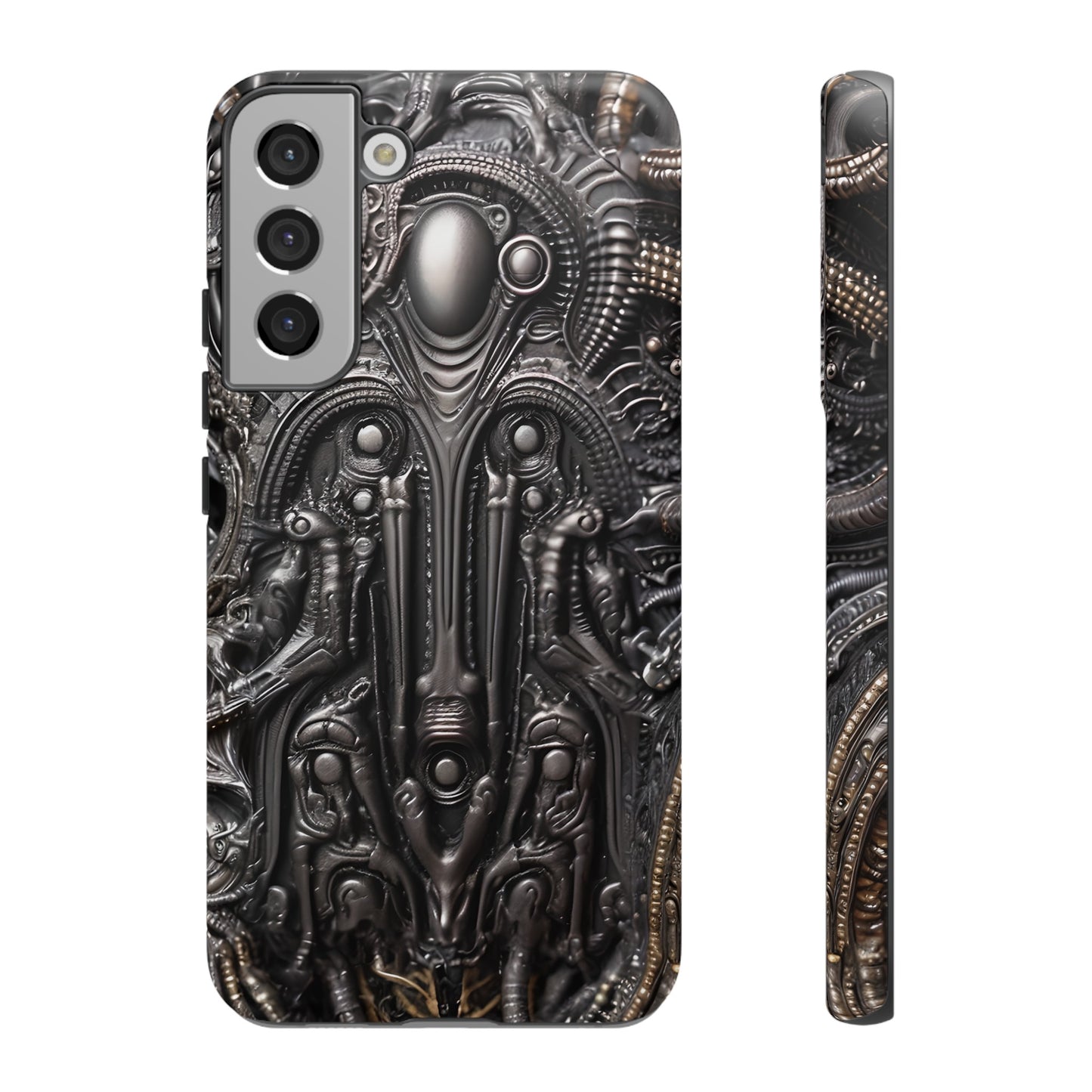 Biomechanical Horror Phone Case – Dark Sci-Fi Design for iPhone, Samsung Galaxy, Google Pixel Devices