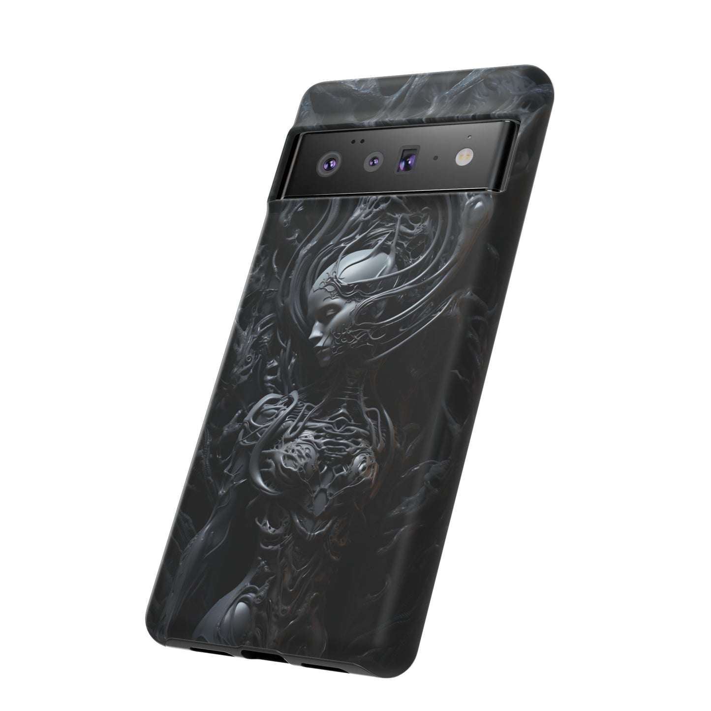 Biomechanical Beauty Phone Case – Futuristic Alien Design for iPhone, Samsung Galaxy, and Google Pixel Devices