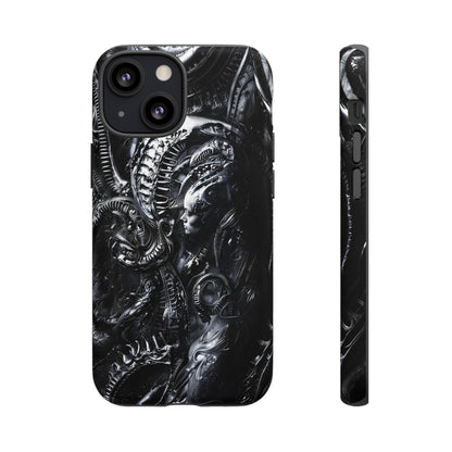 Biomechanical Transhumanism Phone Case – Alien Horror Design for iPhone and Samsung Galaxy Devices