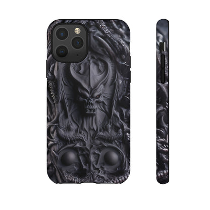 Black Demon Phone Case – Horned Hell Horror Design for iPhone, Samsung Galaxy, and Google Pixel Devices