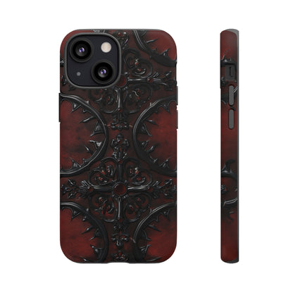 Vampiric Leather Phone Case for iPhone, Samsung Galaxy, and Google Pixel Devices - Gothic Ornate Design