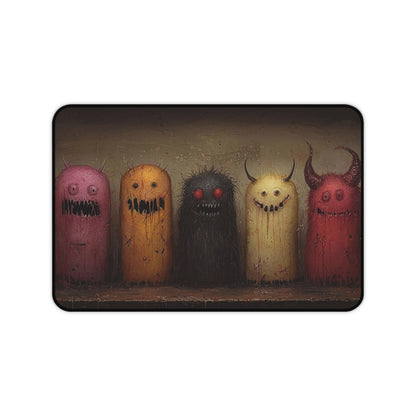 Whimsical Monster Friends Desk Mat - Cute and Creepy Desktop Decor for Gamers and Artists