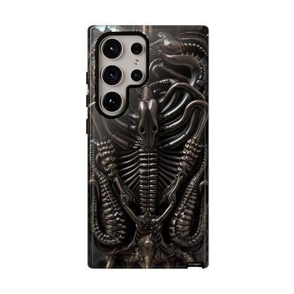 Biomechanical Nightmares Tough Phone Case – Alien Horror Design for iPhone and Samsung Galaxy Devices