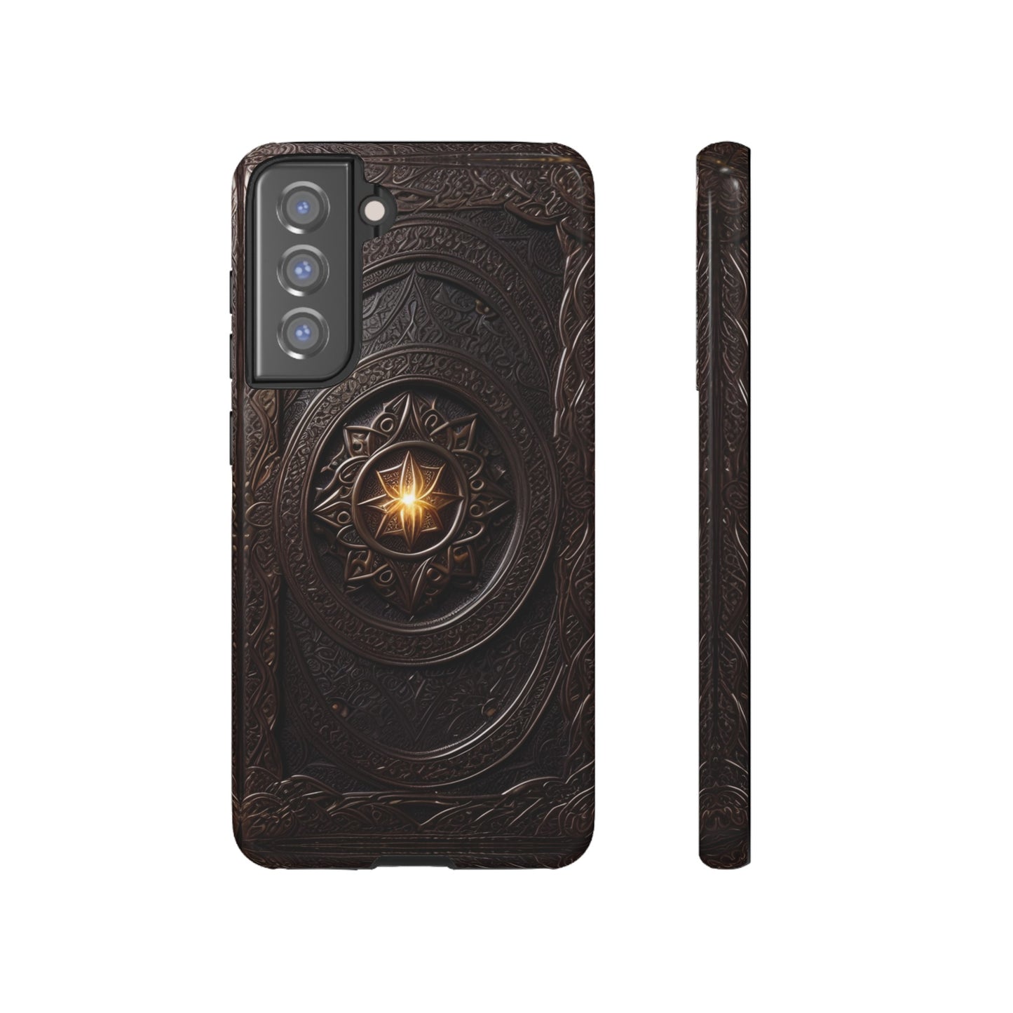 Intricate Leather Flower Tough Phone Case – Elegant Floral Design for iPhone, Samsung Galaxy, and Google Pixel Devices