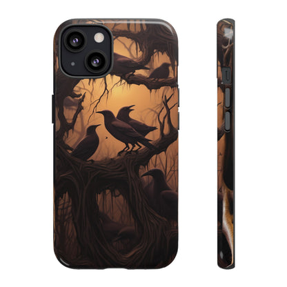 Ravens at Dusk Phone Case – Gothic Halloween Design with Edgar Allan Poe Inspired Crows for iPhone, Samsung Galaxy, and Google Pixel Devices