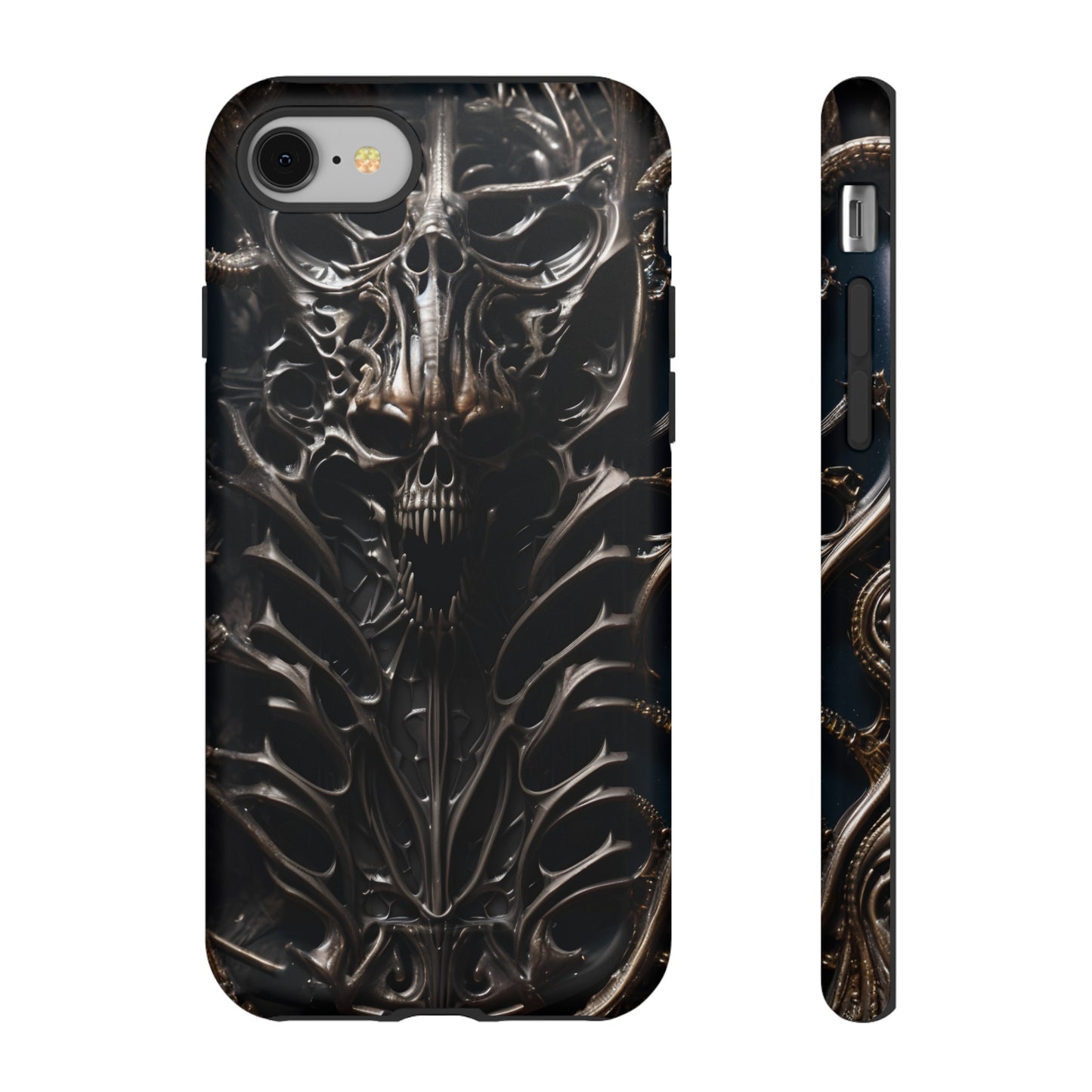 Biomechanical Horror 3 Tough Phone Case – Futuristic Alien Skull Design for iPhone, Samsung Galaxy, and Google Pixel Devices