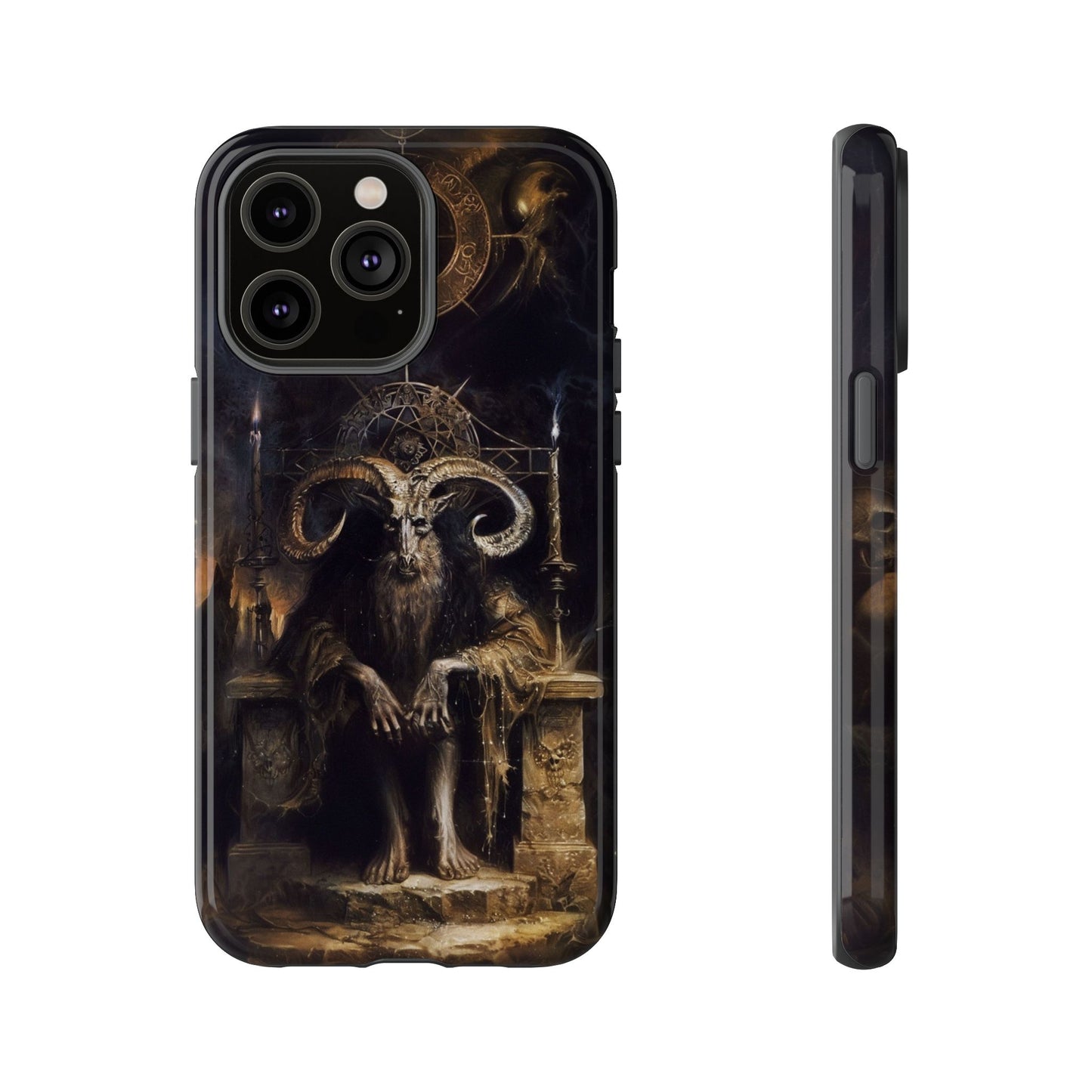 Dark Gothic Goat Demon Phone Case - Occult Horned Beast Art Design