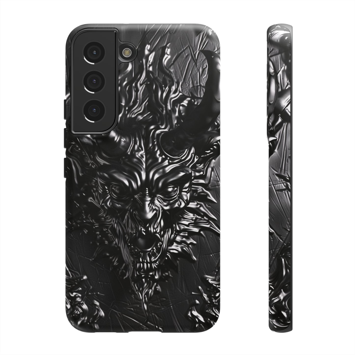 Silver Devil Phone Case – Gothic Demon Design for iPhone, Samsung Galaxy, and Google Pixel Devices