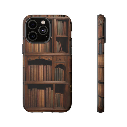 Book Shelf Phone Case – Vintage Library Design for iPhone, Samsung Galaxy, and Google Pixel Devices