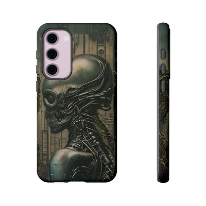 Biomechanical Android Phone Case – Futuristic Alien Horror H.R. Giger-Inspired Design for iPhone, Samsung Galaxy, and Google Pixel Devices