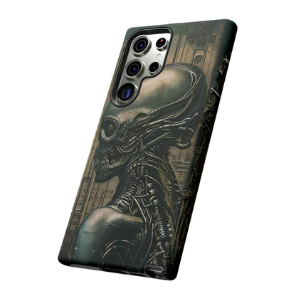 Biomechanical Android Phone Case – Futuristic Alien Horror H.R. Giger-Inspired Design for iPhone, Samsung Galaxy, and Google Pixel Devices