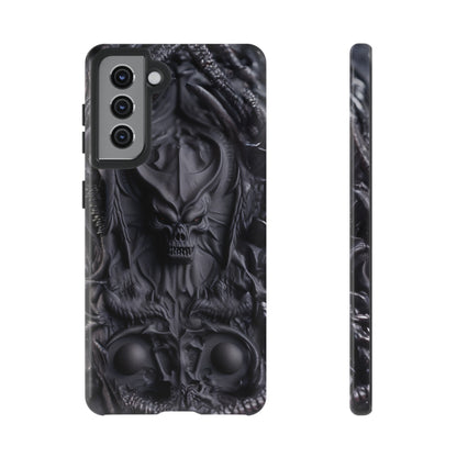 Black Demon Phone Case – Horned Hell Horror Design for iPhone, Samsung Galaxy, and Google Pixel Devices