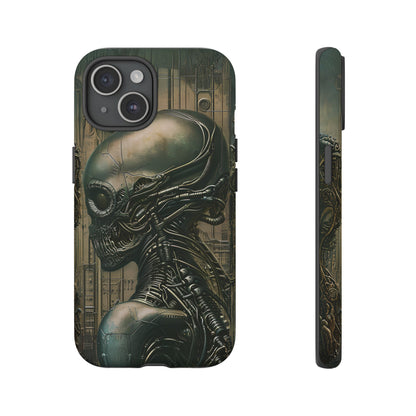 Biomechanical Android Phone Case – Futuristic Alien Horror H.R. Giger-Inspired Design for iPhone, Samsung Galaxy, and Google Pixel Devices