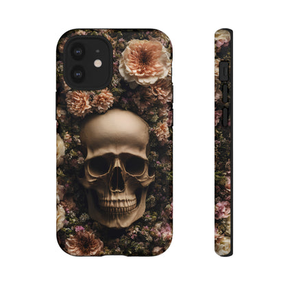 Skull and Flowers #2 Phone Case – Gothic Floral Design for iPhone, Samsung Galaxy, and Google Pixel Devices