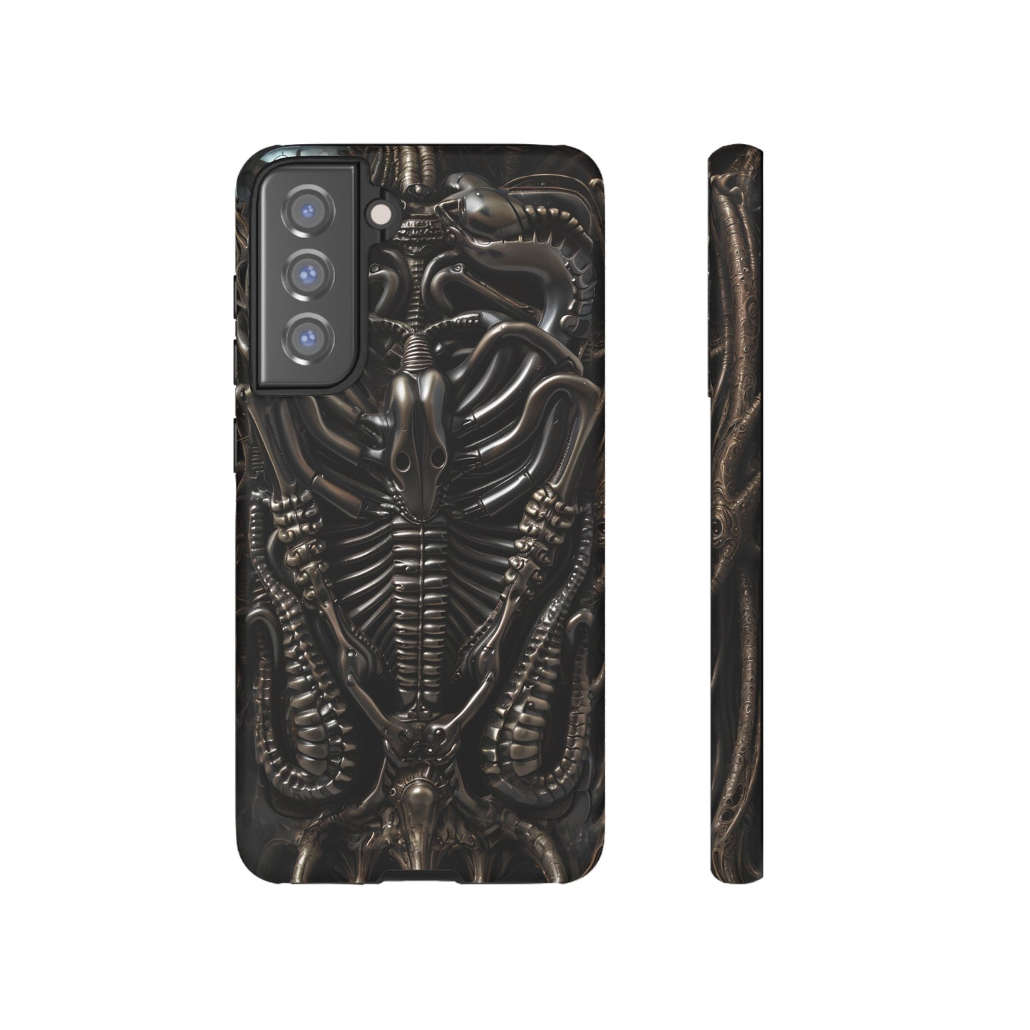 Biomechanical Nightmares Tough Phone Case – Alien Horror Design for iPhone and Samsung Galaxy Devices