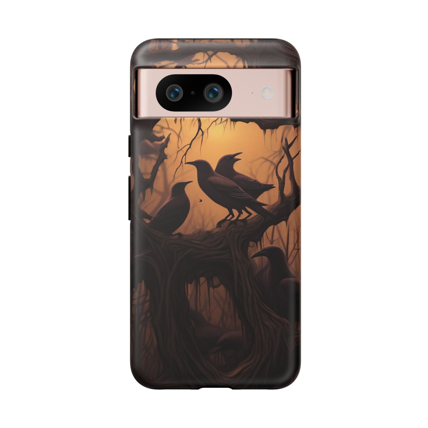 Ravens at Dusk Phone Case – Gothic Halloween Design with Edgar Allan Poe Inspired Crows for iPhone, Samsung Galaxy, and Google Pixel Devices