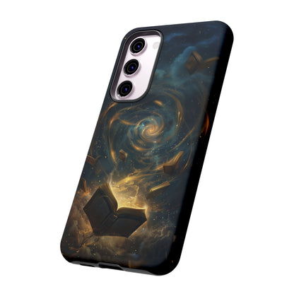 Magical Galaxy Swirling Books Phone Case - Celestial Book Lover's Gift for iPhone, Samsung Galaxy, and Google Pixel Devices