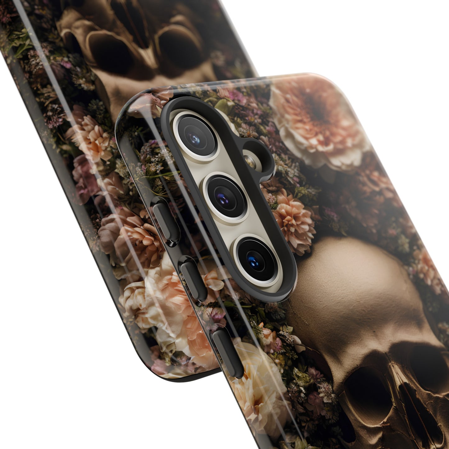 Skull and Flowers #2 Phone Case – Gothic Floral Design for iPhone, Samsung Galaxy, and Google Pixel Devices