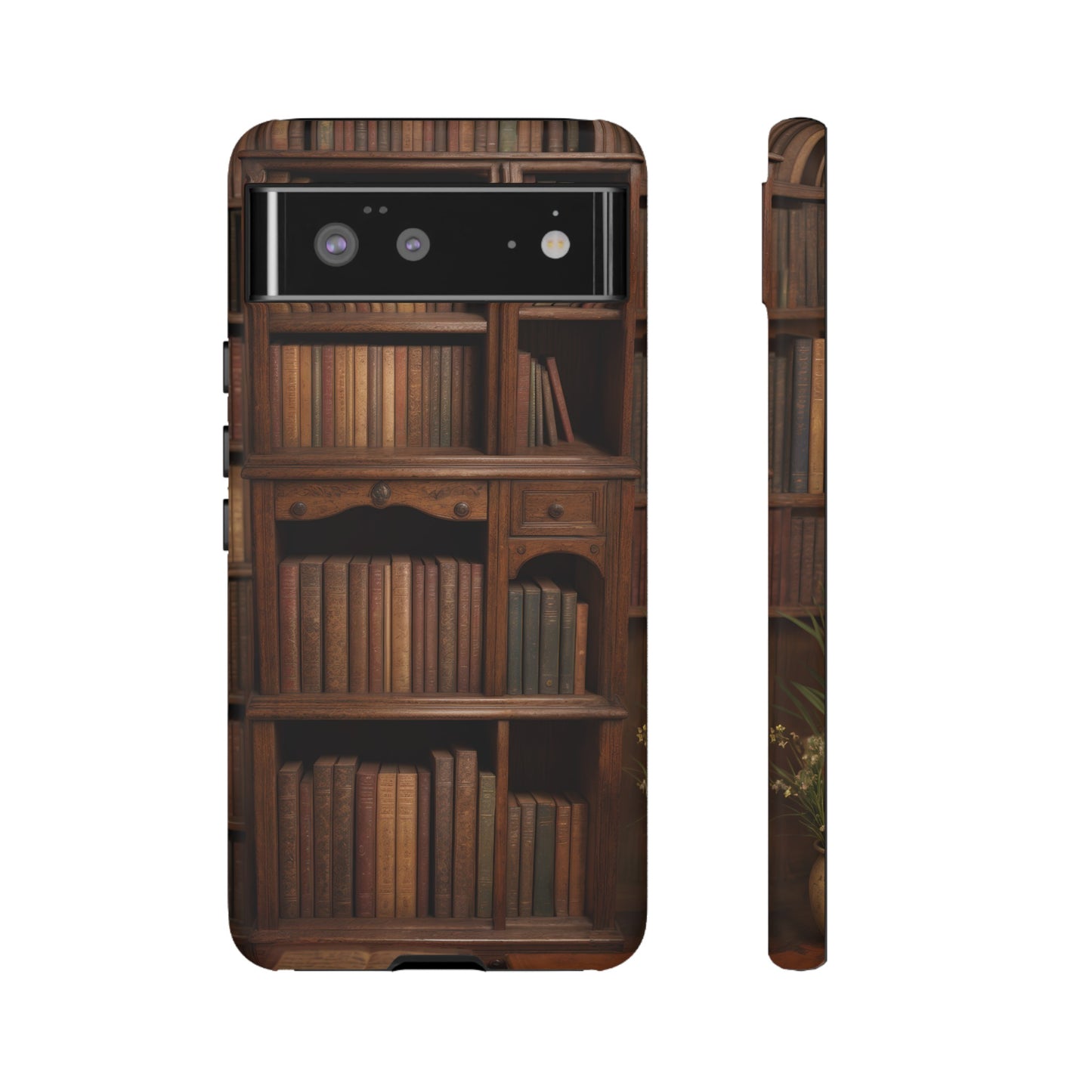 Book Shelf Phone Case – Vintage Library Design for iPhone, Samsung Galaxy, and Google Pixel Devices