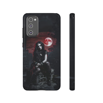 Gothic Vampire Girl Phone Case - Dark Fantasy Design with Blood Moon for iPhone,  Samsung Galaxy, and Google Pixel Devices