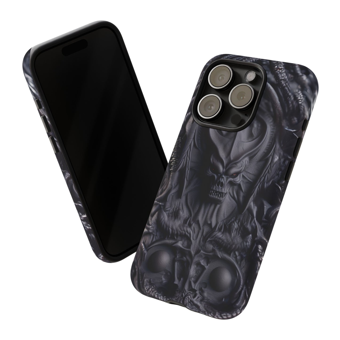 Black Demon Phone Case – Horned Hell Horror Design for iPhone, Samsung Galaxy, and Google Pixel Devices