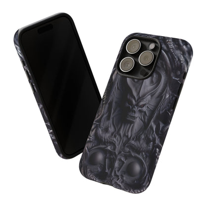 Black Demon Phone Case – Horned Hell Horror Design for iPhone, Samsung Galaxy, and Google Pixel Devices